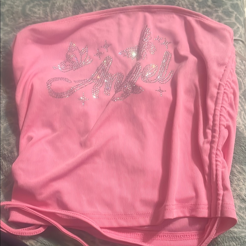 Pink Tube Top with Angel Design